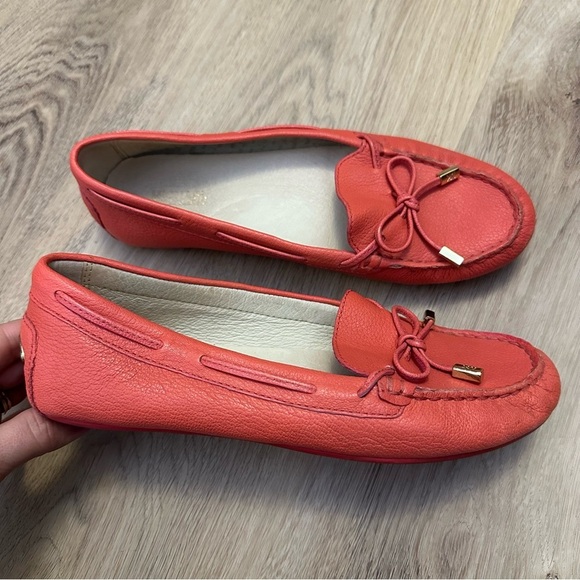 Michael Kors Sutton Moccasin Leather Loafers Size 7 Persimmon - Picture 1 of 6